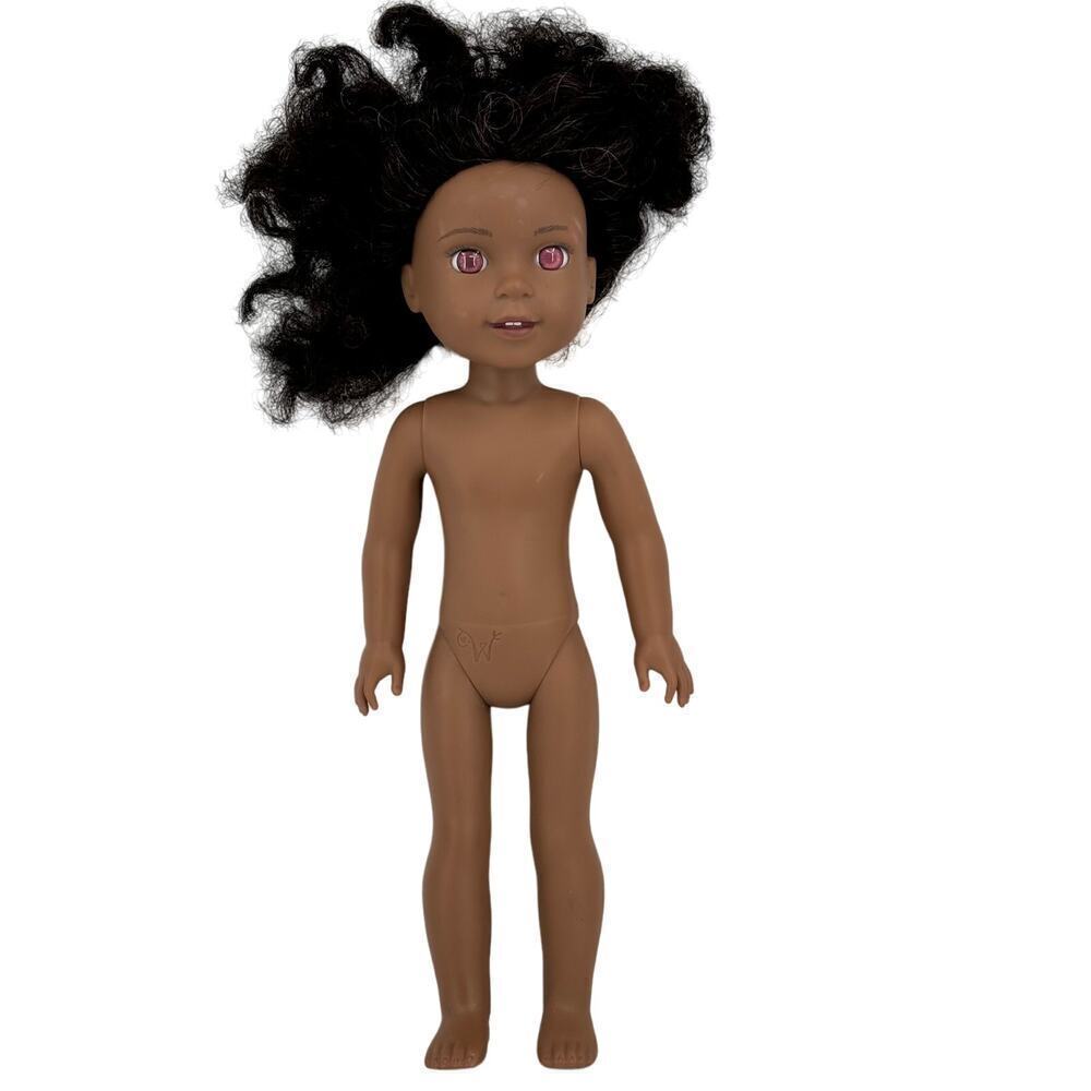 American Girl Wellie Wishers Kendall Doll Girl 14 Inch Brown Pink Eyes‎ Custom
